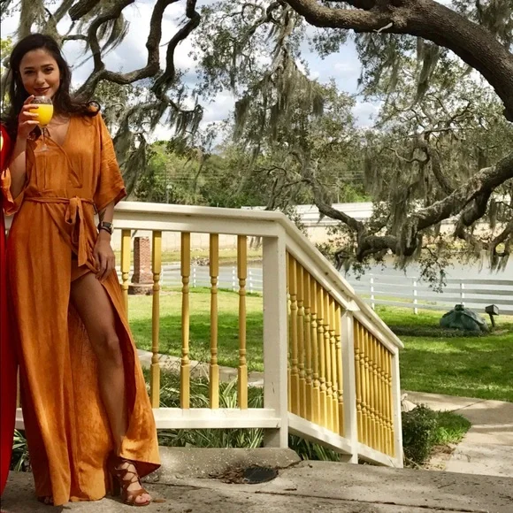 American Threads Dresses | American Threads Long Orange Dress | Color: Orange | Size: S | Priscillamt1'S Closet